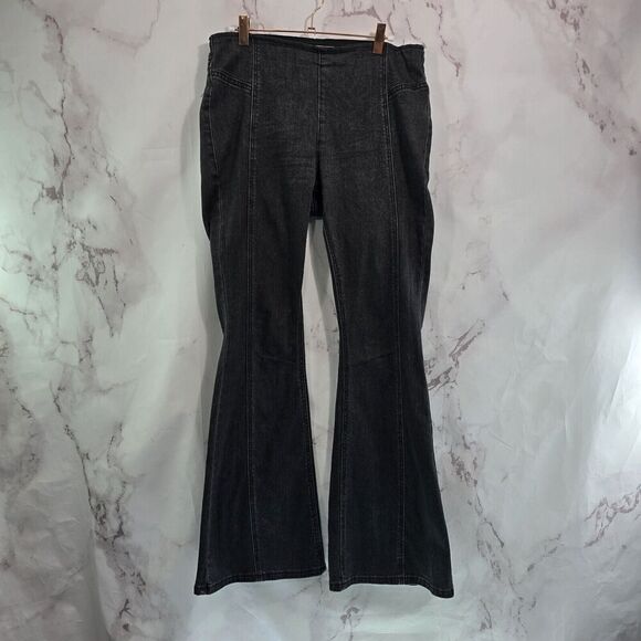 Rock & Roll Denim Jeans Women 29 X 32 Black High Rise Pull On Flare Bargain Bell - Picture 1 of 10